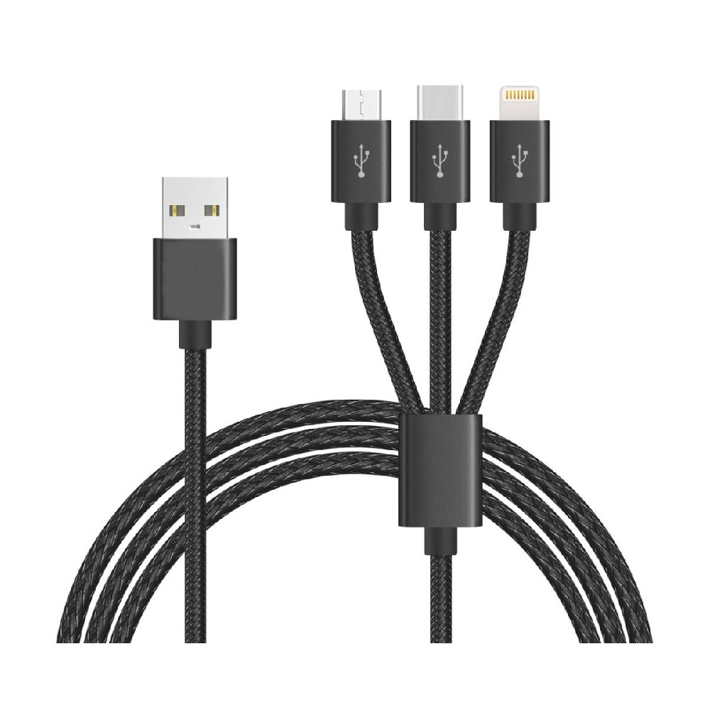 Braided 3-in-1 Cable Iphone Micro Type-C