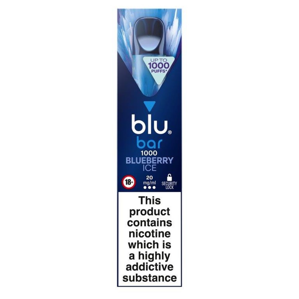 Blu Bar 1000 Blueberry  Ice Disposable Vape 20mg